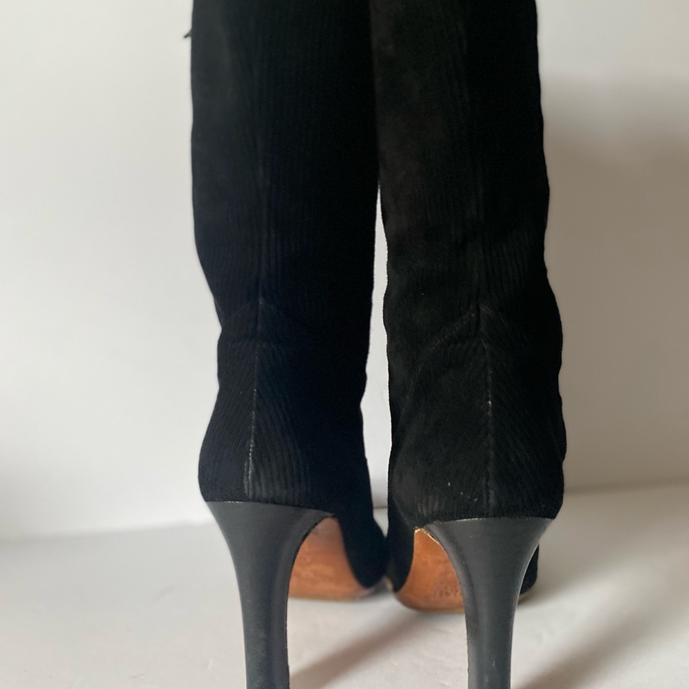 Vintage 90s Versus Versace Black Corduroy Mid-Calf Boots - Rare Archival Piece - Picture 13 of 15